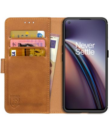 Rosso Element OnePlus Nord CE 5G Hoesje Book Cover Wallet Lichtbruin Hoesjes
