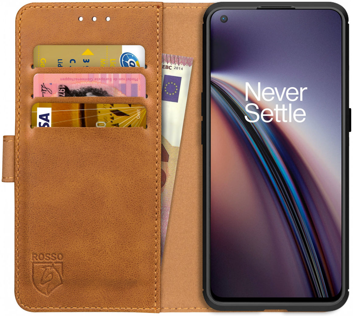 Rosso Element OnePlus Nord CE 5G Hoesje Book Cover Wallet Lichtbruin afbeelding 1