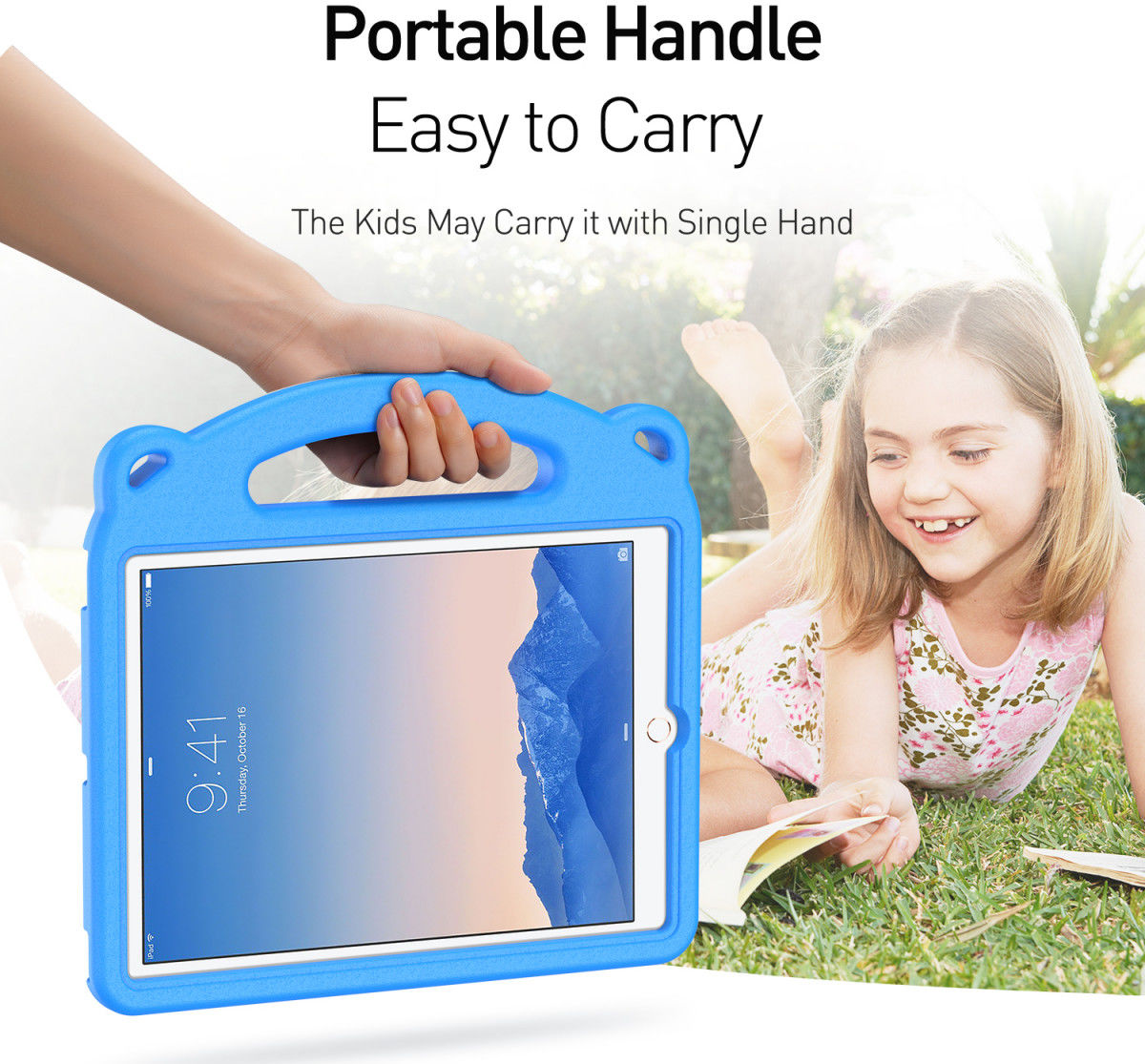 Dux Ducis Panda Apple iPad 9.7 Kinder Tablethoes met Handvat Blauw afbeelding 8
