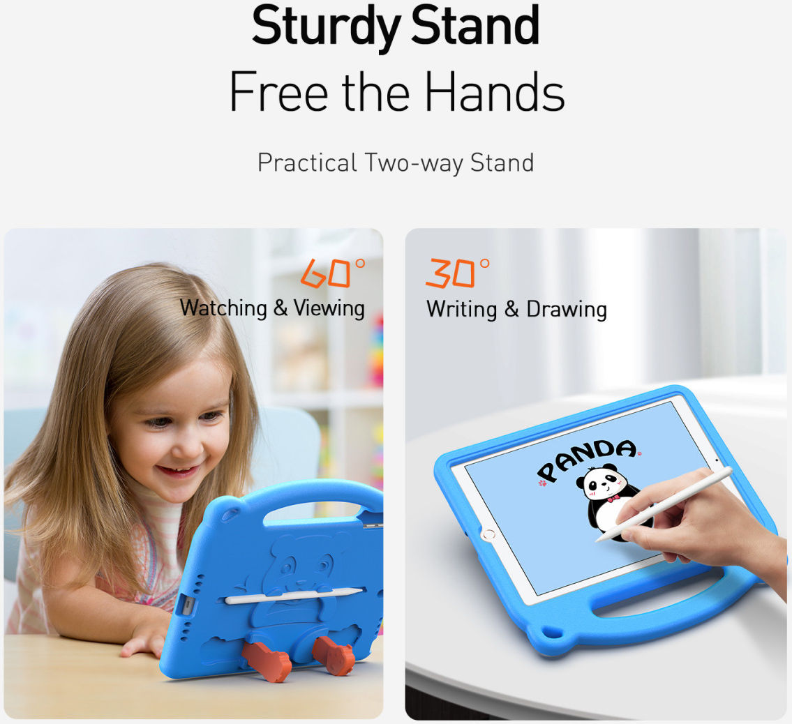 Dux Ducis Panda Apple iPad 9.7 Kinder Tablethoes met Handvat Blauw afbeelding 10