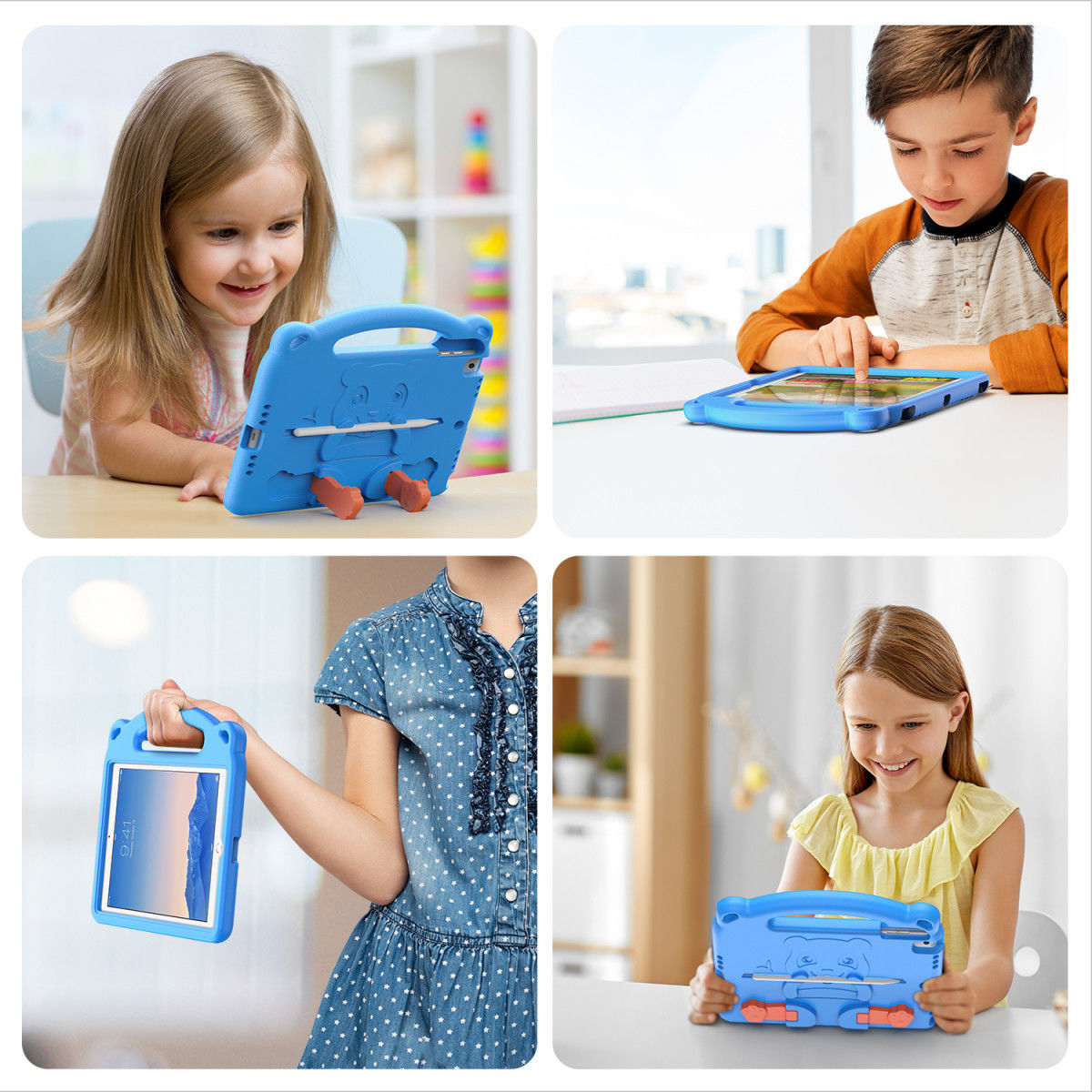 Dux Ducis Panda Apple iPad 9.7 Kinder Tablethoes met Handvat Blauw afbeelding 13