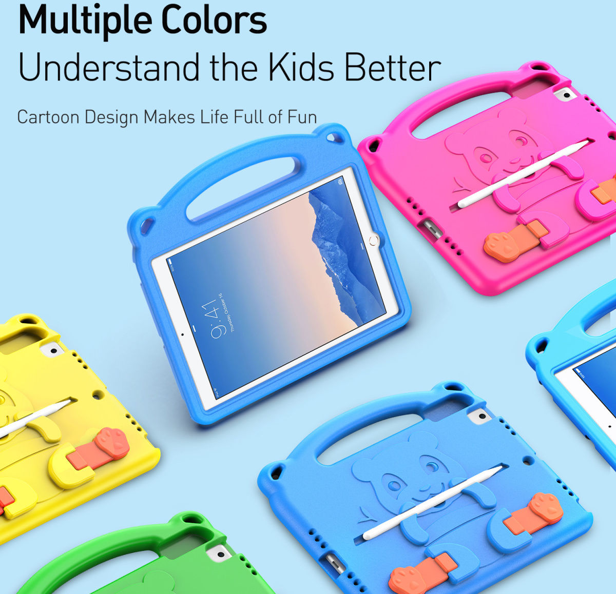 Dux Ducis Panda Apple iPad 9.7 Kinder Tablethoes met Handvat Groen afbeelding 11