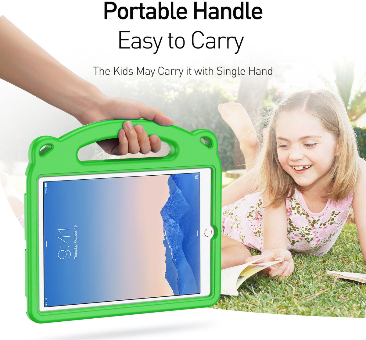 Dux Ducis Panda Apple iPad 9.7 Kinder Tablethoes met Handvat Groen afbeelding 3