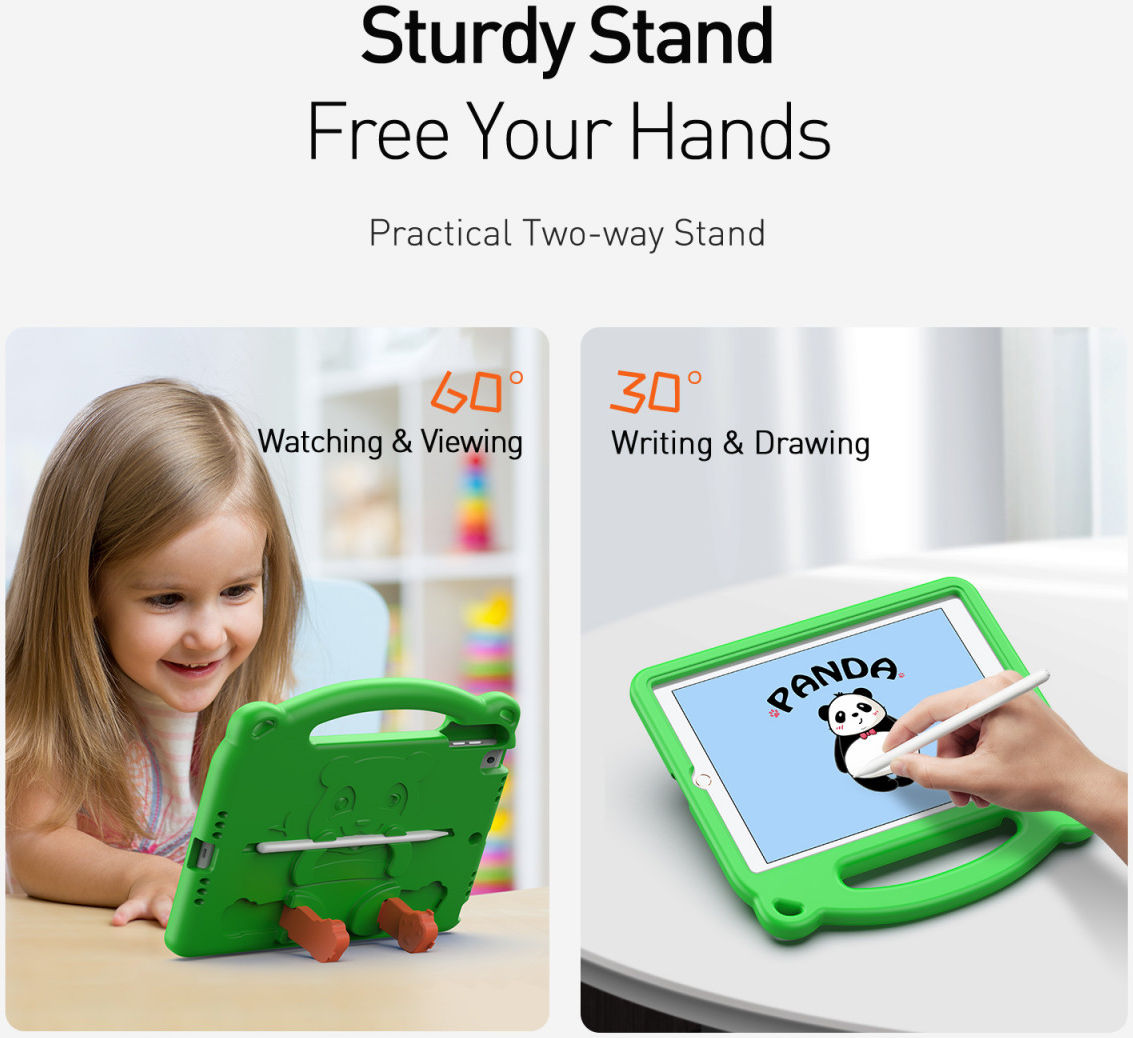 Dux Ducis Panda Apple iPad 9.7 Kinder Tablethoes met Handvat Groen afbeelding 7