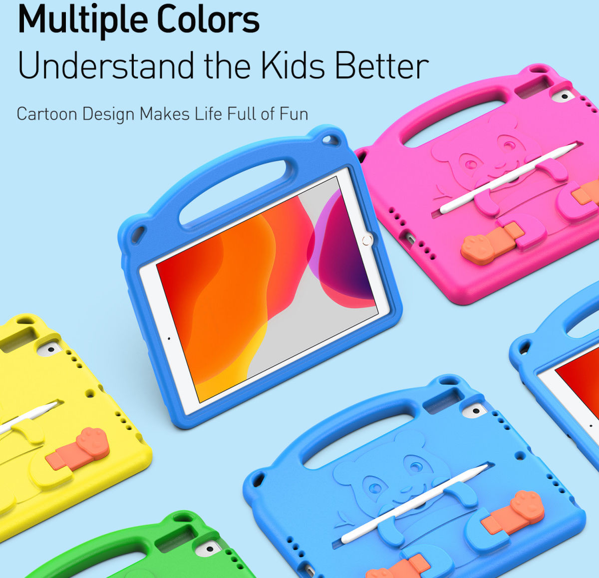 Dux Ducis Panda Apple iPad 10.2 Kinder Tablethoes met Handvat Blauw afbeelding 13