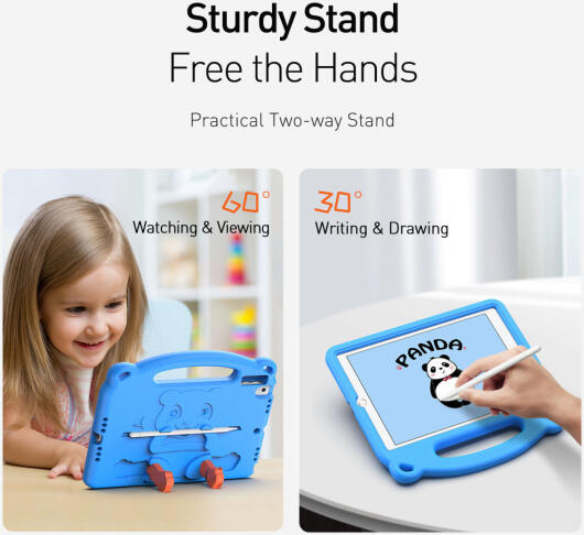 Dux Ducis Panda Apple iPad 10.2 Kinder Tablethoes met Handvat Blauw afbeelding 10