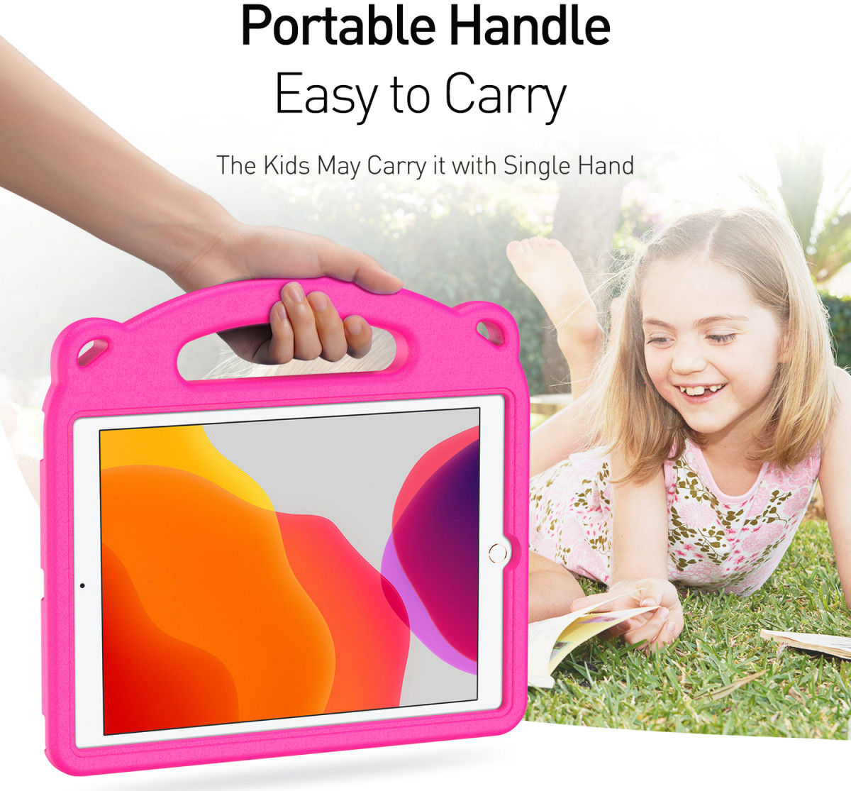 Dux Ducis Panda Apple iPad 10.2 Kinder Tablethoes met Handvat Roze afbeelding 7
