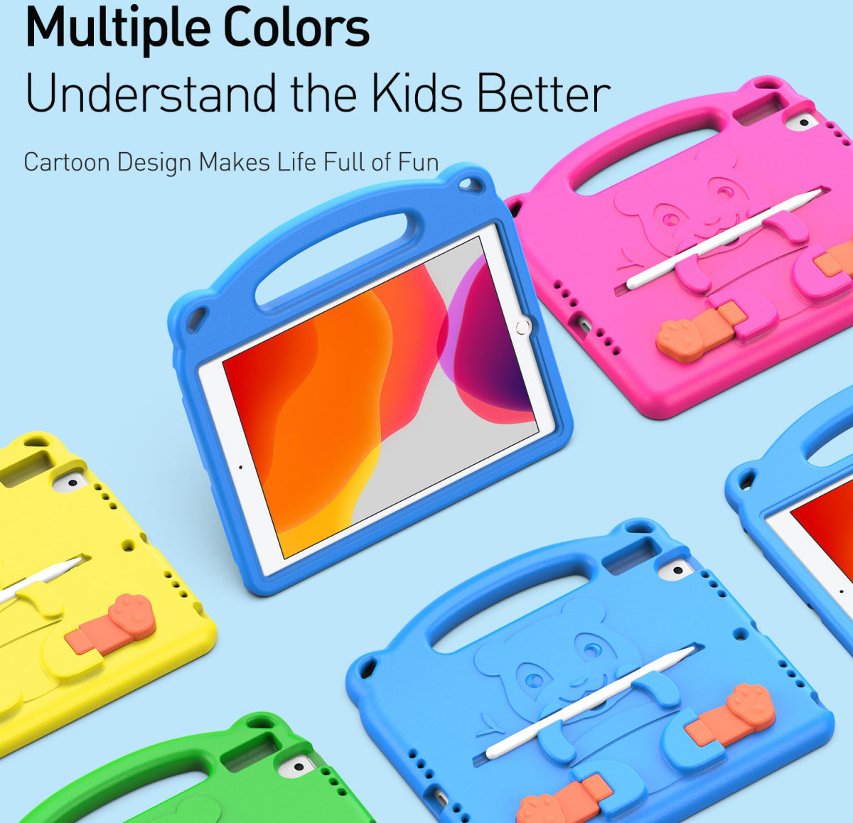 Dux Ducis Panda Apple iPad 10.2 Kinder Tablethoes met Handvat Roze afbeelding 10