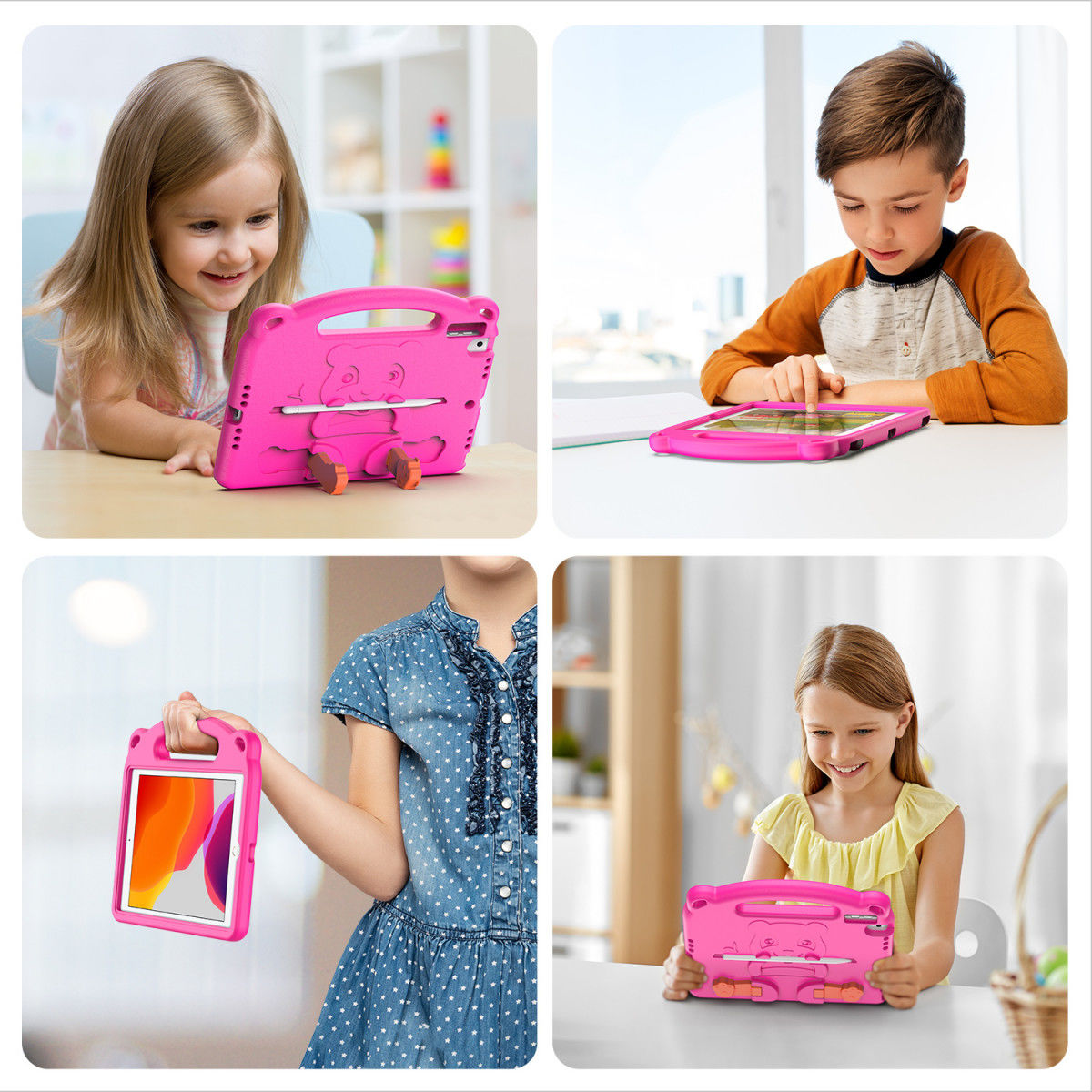 Dux Ducis Panda Apple iPad 10.2 Kinder Tablethoes met Handvat Roze afbeelding 11