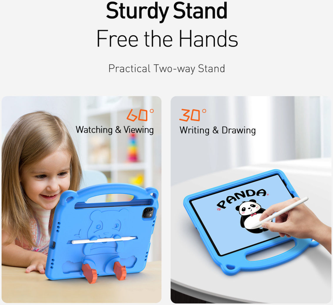 Dux Ducis Panda iPad Air (2020)/Pro 11 Kinder Tablethoes Handvat Blauw afbeelding 4