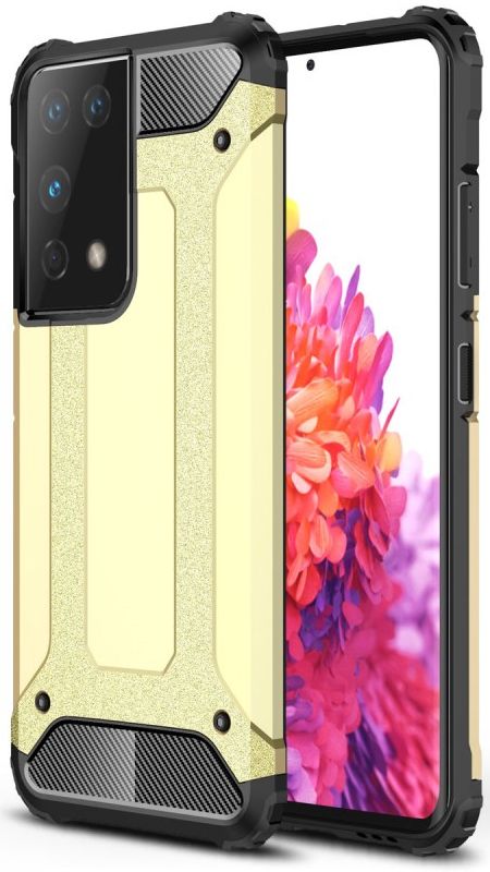Samsung Galaxy S21 Ultra Hoesje Shock Proof Hybride Back Cover Goud afbeelding 1
