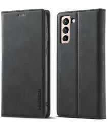LC.IMEEKE Samsung Galaxy S21 FE Hoesje Portemonnee Book Case Zwart
