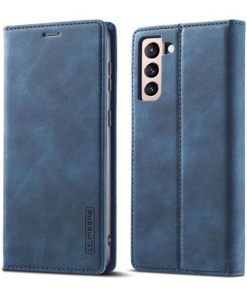 LC.IMEEKE Samsung Galaxy S21 FE Hoesje Portemonnee Book Case Blauw Hoesjes