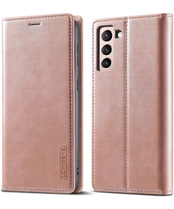 LC.IMEEKE Samsung Galaxy S21 FE Hoesje Portemonnee Book Case Roze Hoesjes