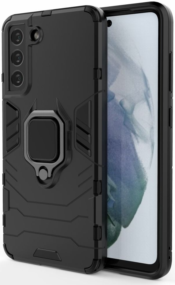 Samsung Galaxy S21 FE Shockproof Hybride Backcover Met Kickstand Zwart afbeelding 1