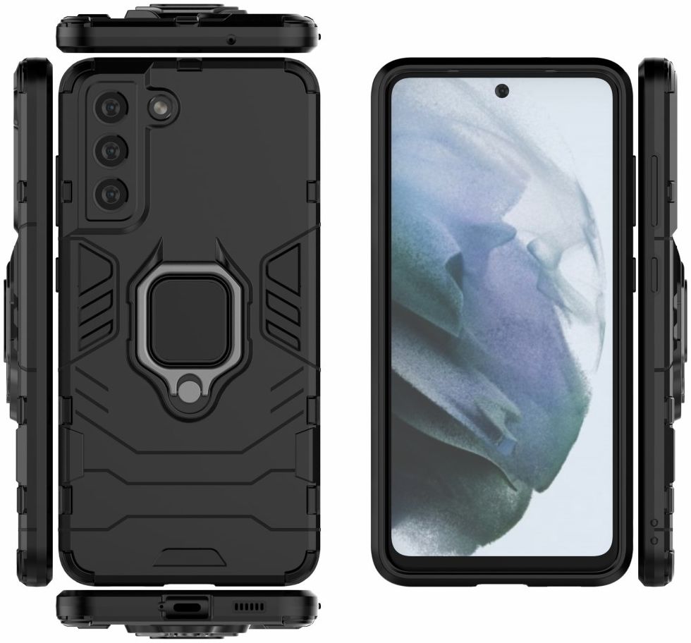 Samsung Galaxy S21 FE Shockproof Hybride Backcover Met Kickstand Zwart afbeelding 9