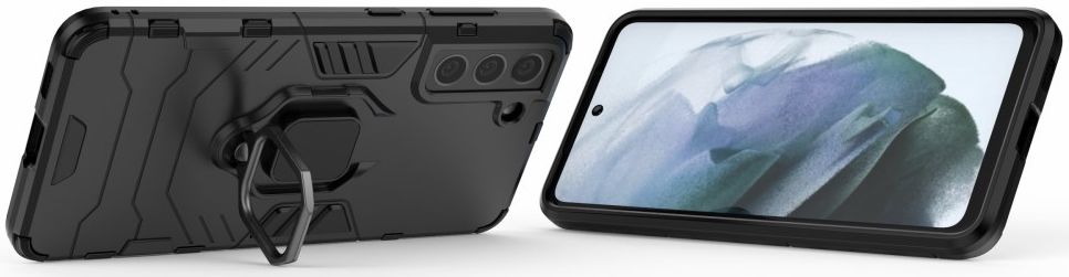 Samsung Galaxy S21 FE Shockproof Hybride Backcover Met Kickstand Zwart afbeelding 3