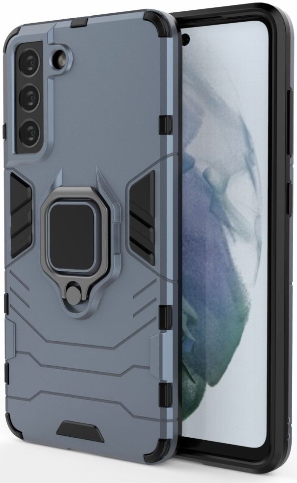 Samsung Galaxy S21 FE Shockproof Hybride Backcover Met Kickstand Blauw afbeelding 1