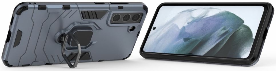 Samsung Galaxy S21 FE Shockproof Hybride Backcover Met Kickstand Blauw afbeelding 4
