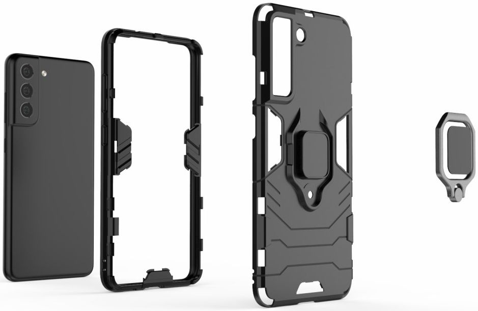 Samsung Galaxy S21 FE Shockproof Hybride Backcover Met Kickstand Blauw afbeelding 5