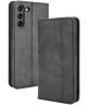 Samsung Galaxy S21 FE Hoesje Vintage Portemonnee Book Case Zwart