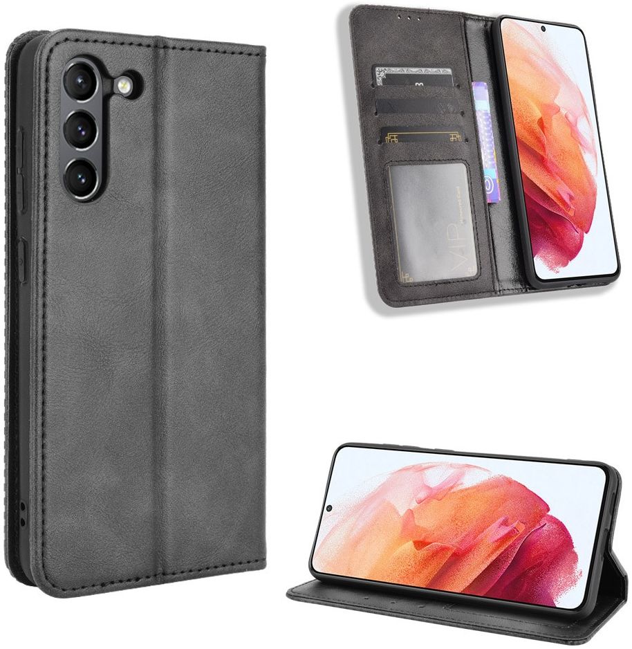 Samsung Galaxy S21 FE Hoesje Vintage Portemonnee Book Case Zwart afbeelding 8