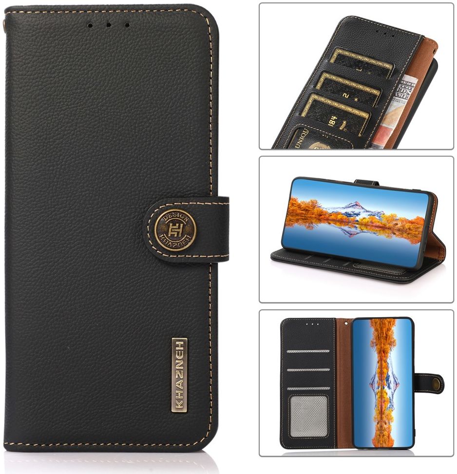Samsung Galaxy S21 FE Hoesje RFID Portemonnee Bookcase Echt Leer Zwart afbeelding 10