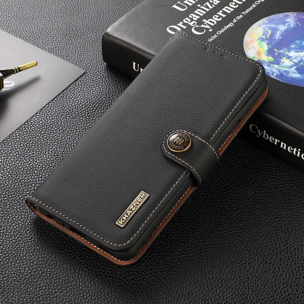 Samsung Galaxy S21 FE Hoesje RFID Portemonnee Bookcase Echt Leer Zwart afbeelding 7