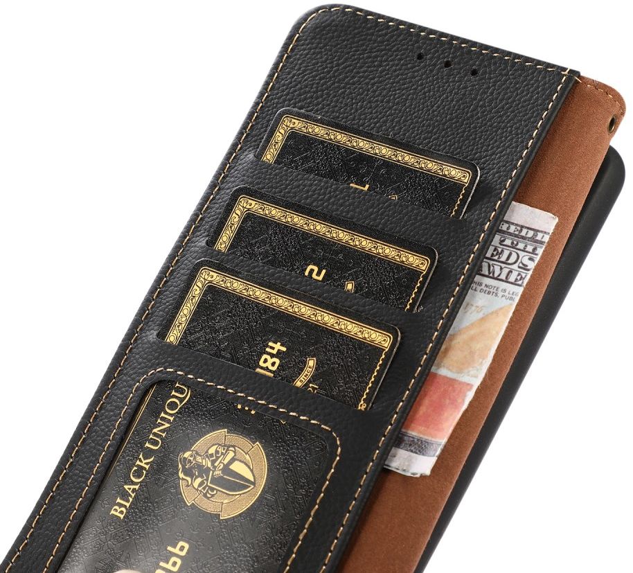 Samsung Galaxy S21 FE Hoesje RFID Portemonnee Bookcase Echt Leer Zwart afbeelding 6