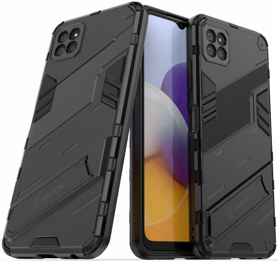 Samsung Galaxy A22 5G Hybride Hoesje met Kickstand Zwart afbeelding 2