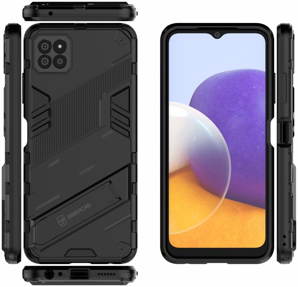 Samsung Galaxy A22 5G Hybride Hoesje met Kickstand Zwart afbeelding 3
