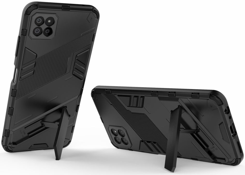 Samsung Galaxy A22 5G Hybride Hoesje met Kickstand Zwart afbeelding 4