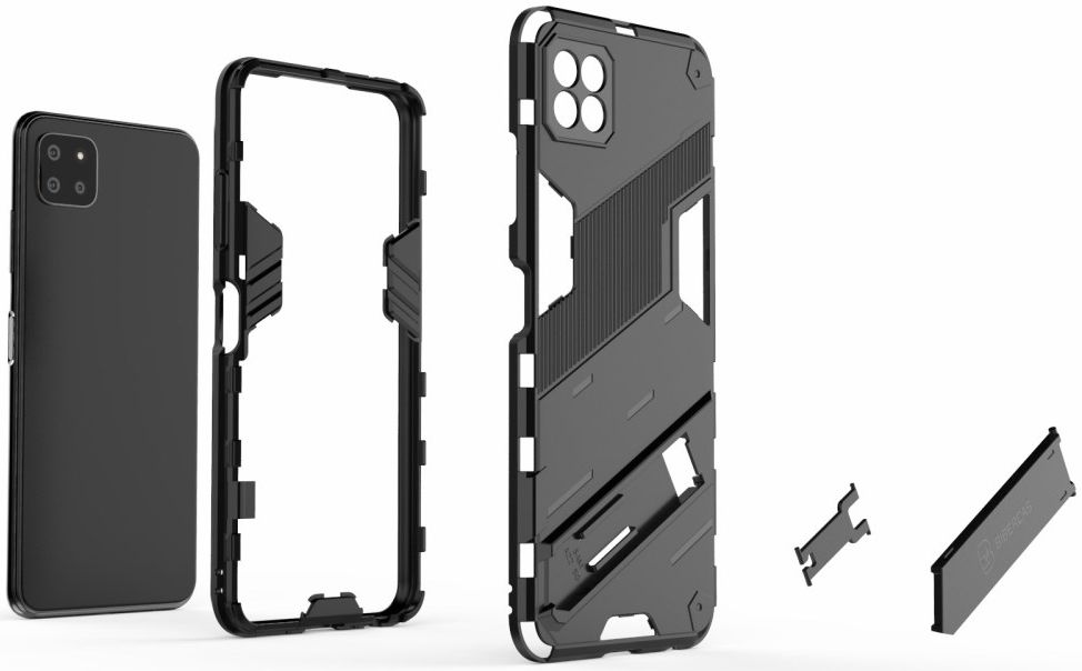 Samsung Galaxy A22 5G Hybride Hoesje met Kickstand Zwart afbeelding 5