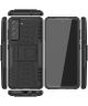 Samsung Galaxy S21 FE Hoesje Hybride Back Cover Kickstand Zwart