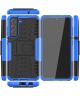 Samsung Galaxy S21 FE Hoesje Hybride Back Cover Kickstand Blauw
