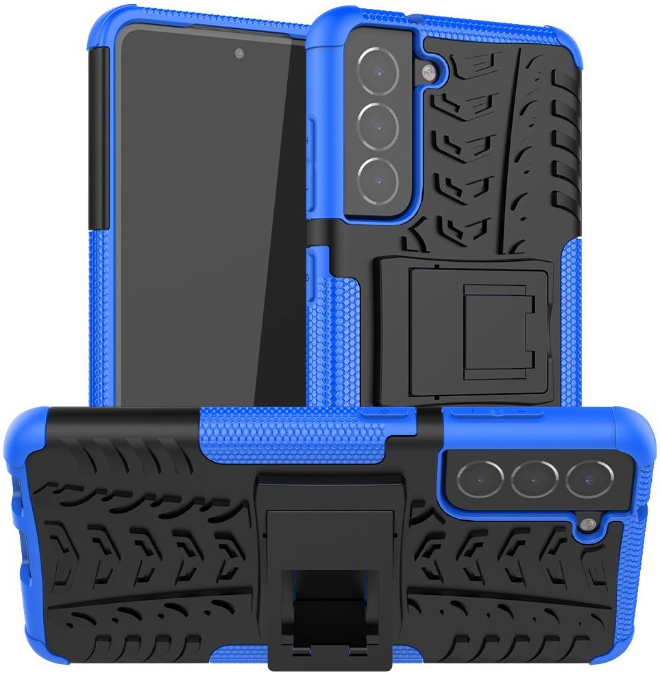 Samsung Galaxy S21 FE Hoesje Hybride Back Cover Kickstand Blauw afbeelding 1