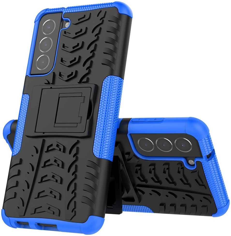 Samsung Galaxy S21 FE Hoesje Hybride Back Cover Kickstand Blauw afbeelding 3