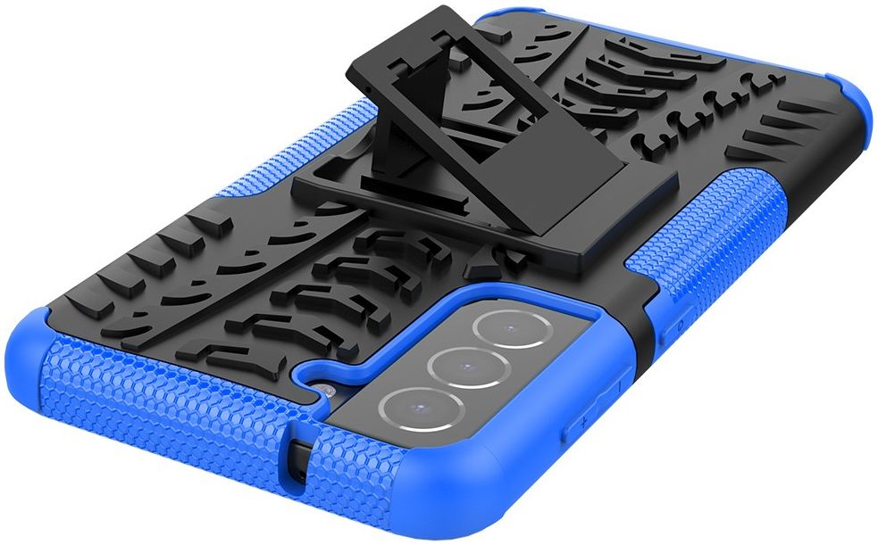 Samsung Galaxy S21 FE Hoesje Hybride Back Cover Kickstand Blauw afbeelding 5