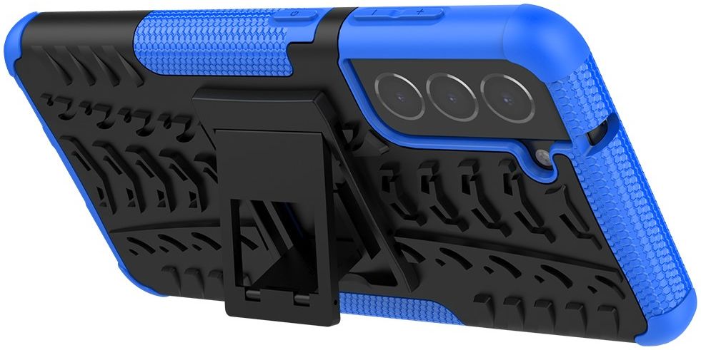 Samsung Galaxy S21 FE Hoesje Hybride Back Cover Kickstand Blauw afbeelding 6
