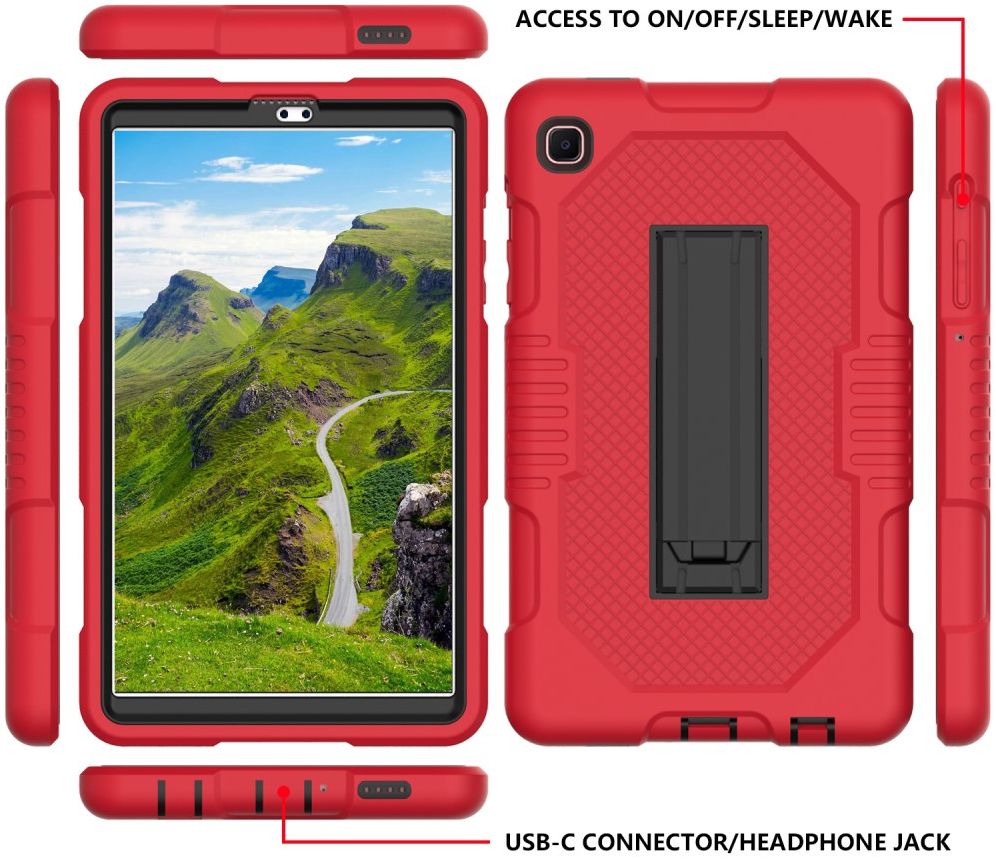 Samsung Galaxy Tab A7 Lite Hybride Hoes met Kickstand Rood afbeelding 4