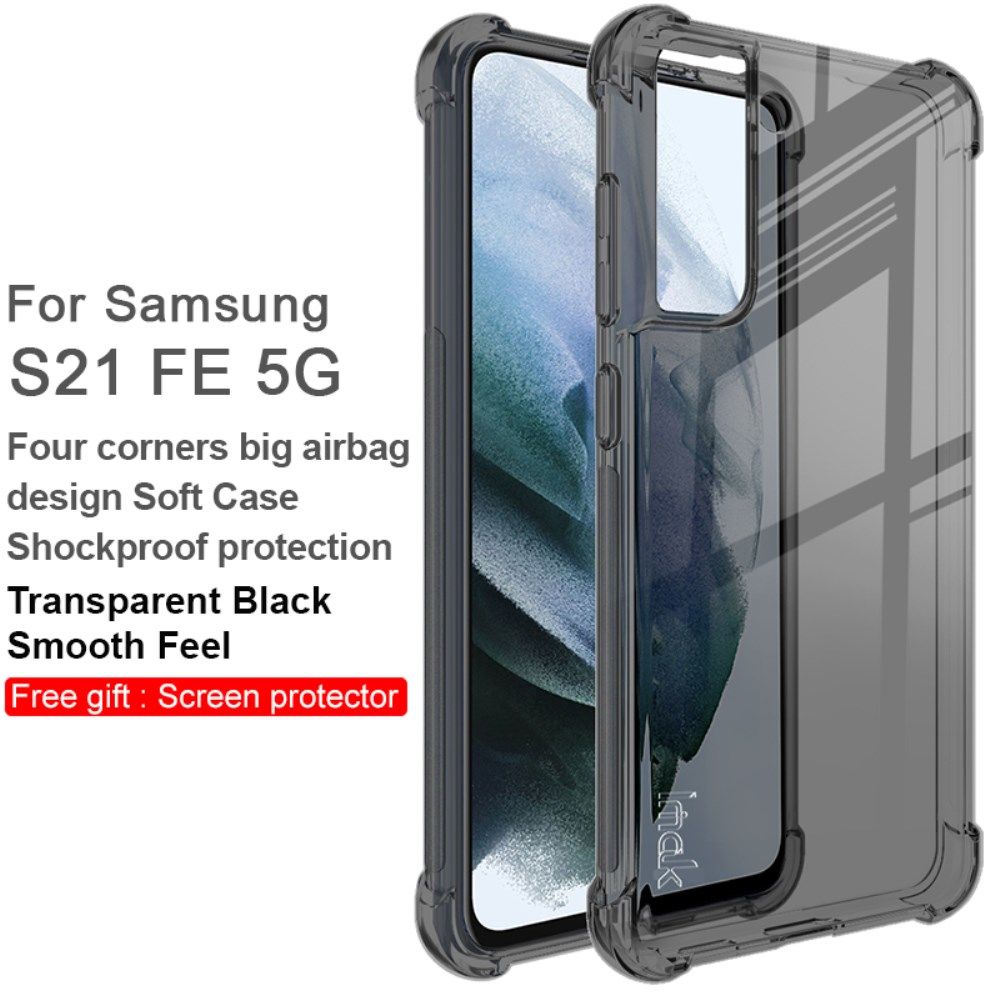 IMAK Samsung Galaxy S21 FE Hoesje + Screenprotector Transparant Zwart afbeelding 5