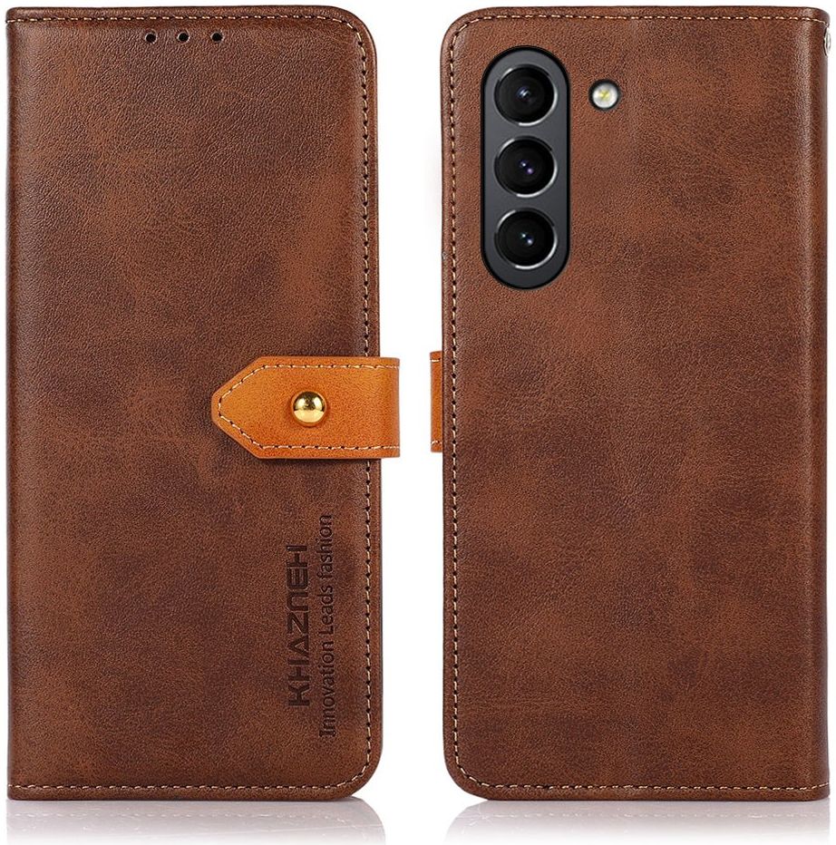 KHAZNEH Samsung Galaxy S21 FE Hoesje Retro Portemonnee Book Case Bruin afbeelding 1