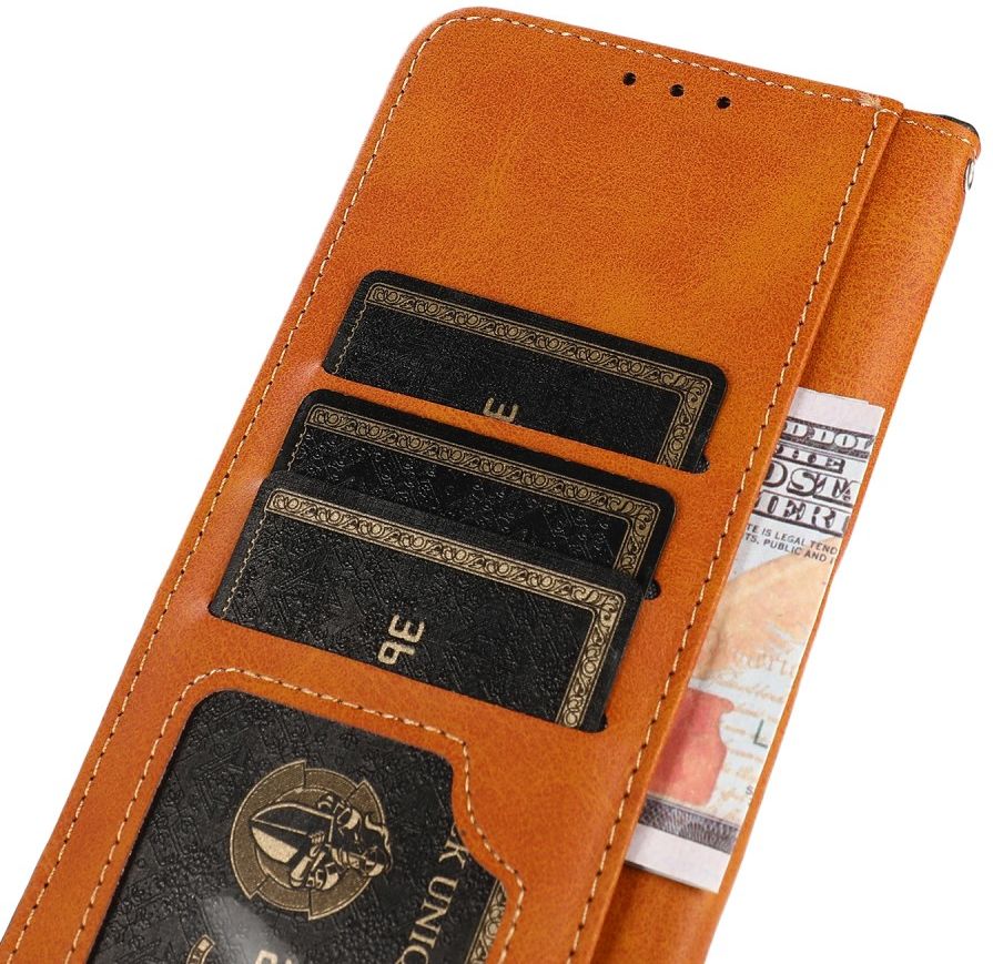 KHAZNEH Samsung Galaxy S21 FE Hoesje Retro Portemonnee Book Case Bruin afbeelding 6
