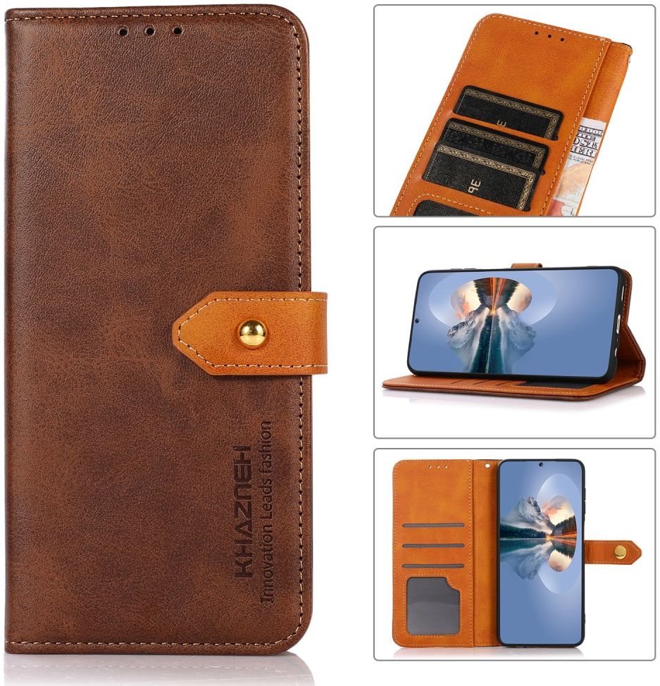 KHAZNEH Samsung Galaxy S21 FE Hoesje Retro Portemonnee Book Case Bruin afbeelding 9