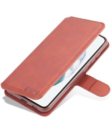 AZNS Samsung Galaxy S21 FE Hoesje Wallet Book Case Kunstleer Bruin Hoesjes