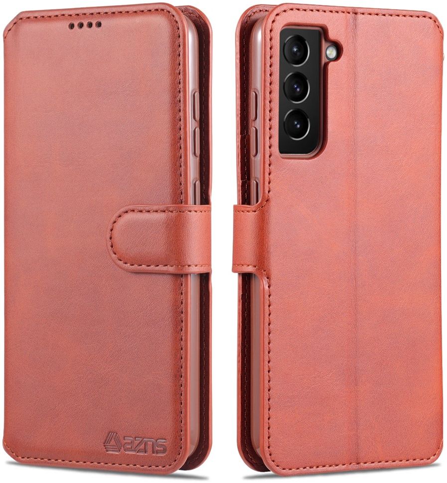 AZNS Samsung Galaxy S21 FE Hoesje Wallet Book Case Kunstleer Bruin afbeelding 2