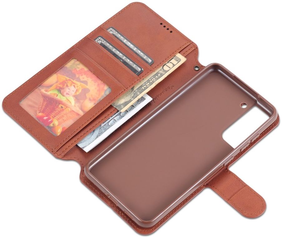 AZNS Samsung Galaxy S21 FE Hoesje Wallet Book Case Kunstleer Bruin afbeelding 4