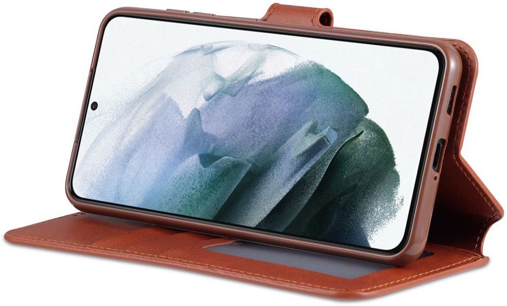 AZNS Samsung Galaxy S21 FE Hoesje Wallet Book Case Kunstleer Bruin afbeelding 10