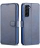 AZNS Samsung Galaxy S21 FE Hoesje Wallet Book Case Kunstleer Blauw