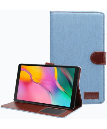 Samsung Galaxy Tab A7 Lite Hoes Jeans Portemonnee Baby Blauw Hoesjes